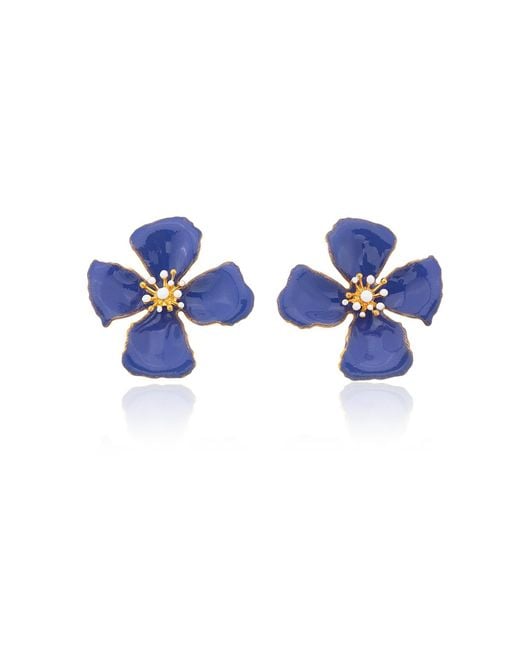 Milou Jewelry Multicolor Very Peri Hibiscus Flower Earrings