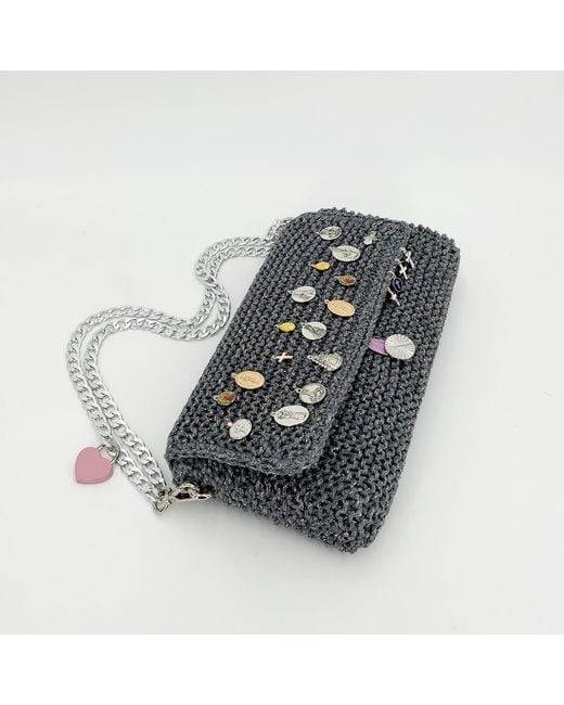 Hilo De Mar Gray Agarimo Hand Knitted Recycled Cotton Bag With Medals