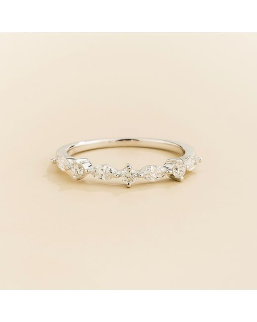 Juvetti Metallic Markiz Ring Set With Diamonds