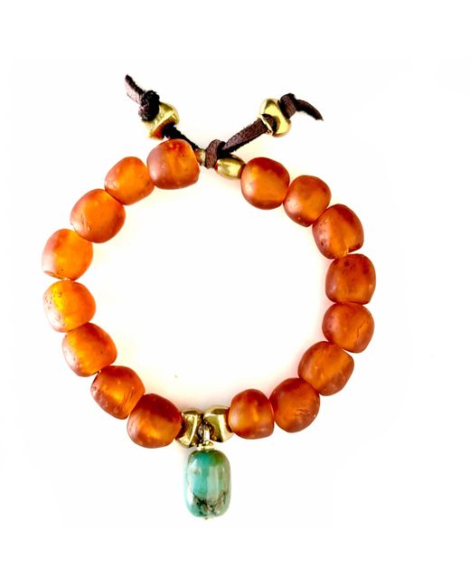 Persia Dona Jewelry Orange Amber Glass Bracelet