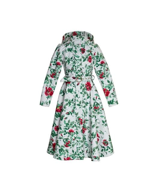 RainSisters Green Fit & Flare Coat With A-Line Skirt