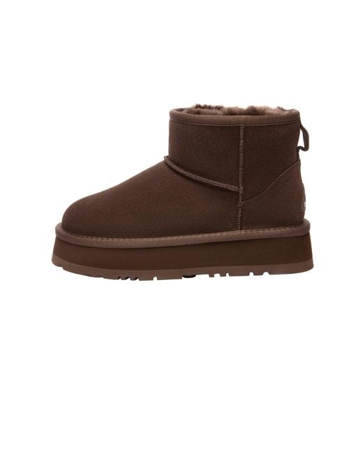 EverAu Australia Brown Dusky Leather Platform Short Boots
