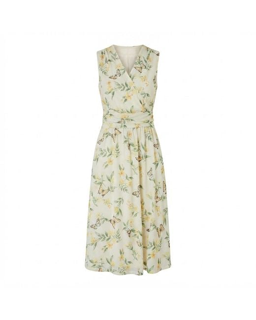 Yumi' Metallic Floral Print Mesh Stretch Midi Dress With Pockets