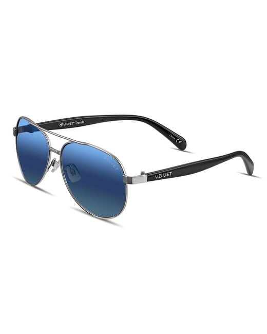 Velvet Eyewear Blue Aviator Flash Sunglass Style
