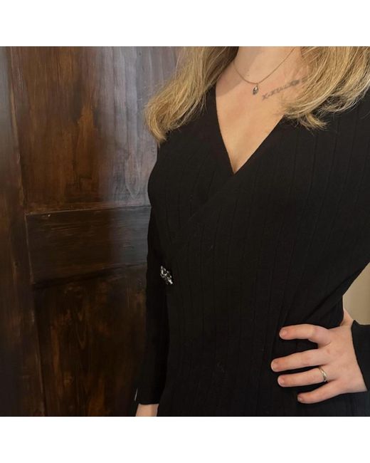 Nuvv Collection Black Ivory Ribbed Wrap Knit- Sweater