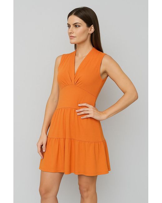 Conquista Orange Dark Jersey Dress – Above Knee, Relaxed Fit, Cotton Blend