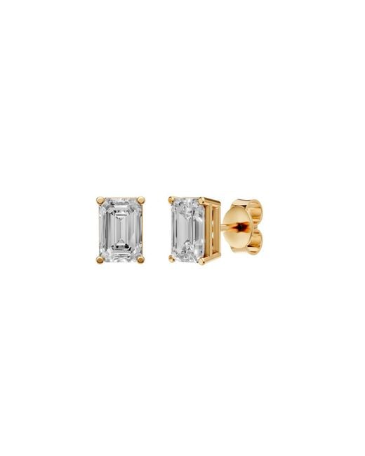 Aya Fine Jewelry White 1.32 Cwt Emerald Cut Solitaire Earrings Gift For