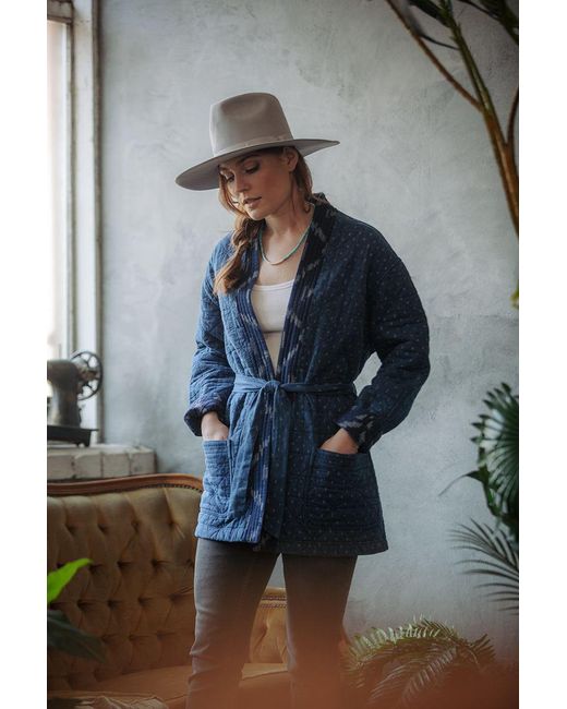 &SONS Trading Co Blue Damsons Hanten Quilted Jacket