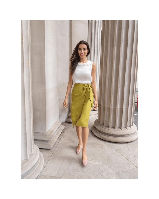 Femponiq Green Linen & Cupro-Blend Bow Tie Wrap Skirt