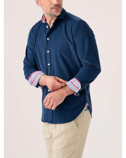 Koy Clothing Blue Dark Cord Shirt for men