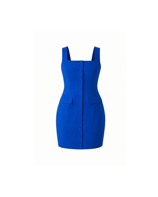 Girl In Mind Blue Elara Button Up Sleeveless Mini Dress Cobalt