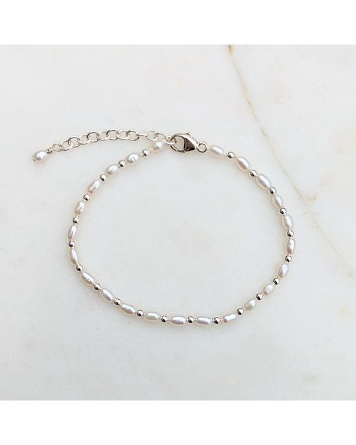 Kiri & Belle Metallic Nina Tiny Pearl And Bead Sterling Bracelet