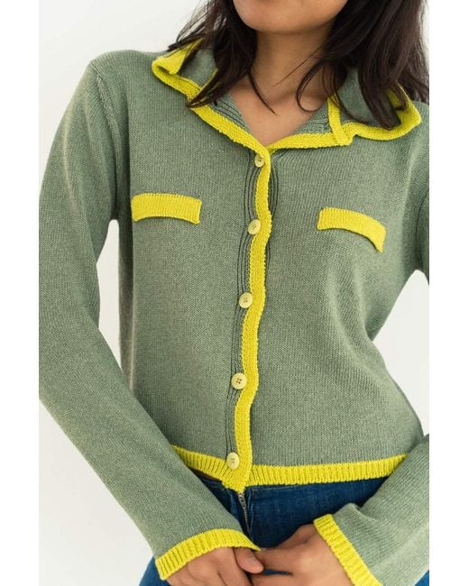 Mind Traveler Green Pistachio Trim Knit Teresa Cardigan
