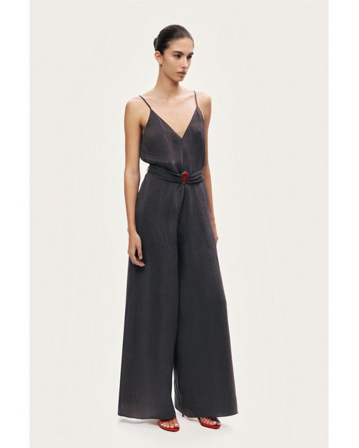 Nocturne Black V-Neck Spaghetti Strap Jumpsuit