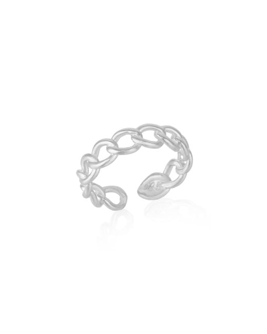 Spero London Metallic Sterling Chain Ring