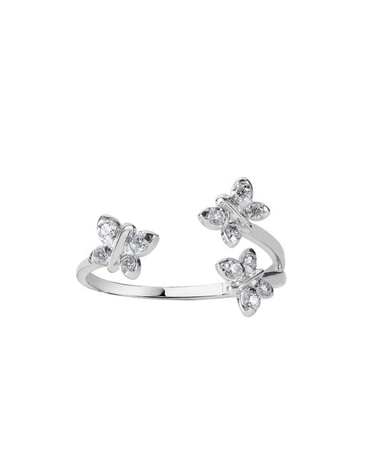 BLOOMTINE | Earth Angel HQ White Enchanting Flutterfly Sterling Trio Butterfly Ring