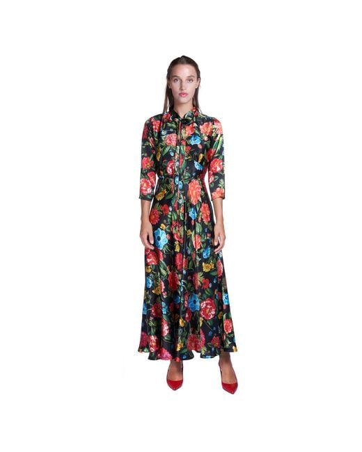 Sofia Tsereteli Red Multi Floral Silk Dress