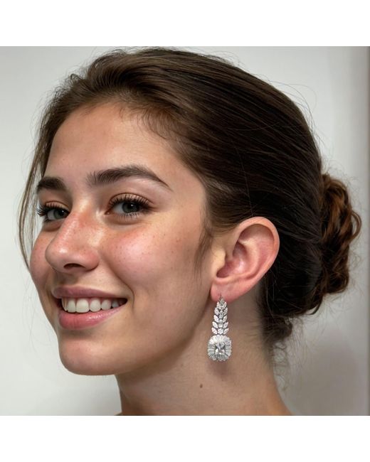 Latelita London Metallic Countess Gemstone Drop Earrings Moissanite