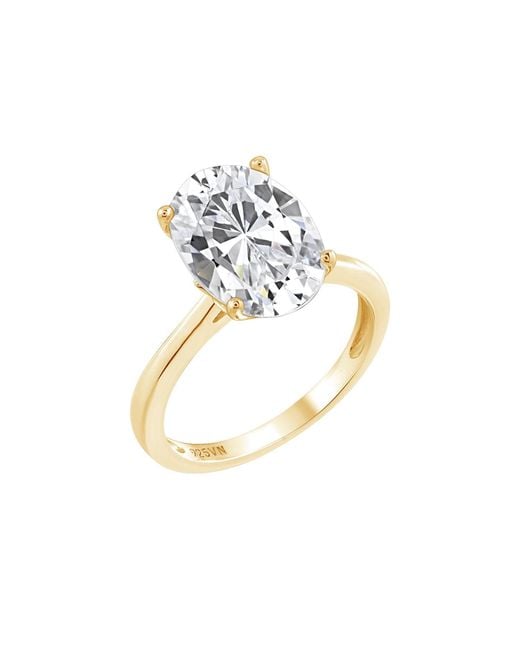Diamonbliss Metallic Five Carats Oval Cut Solitaire Cocktail Ring