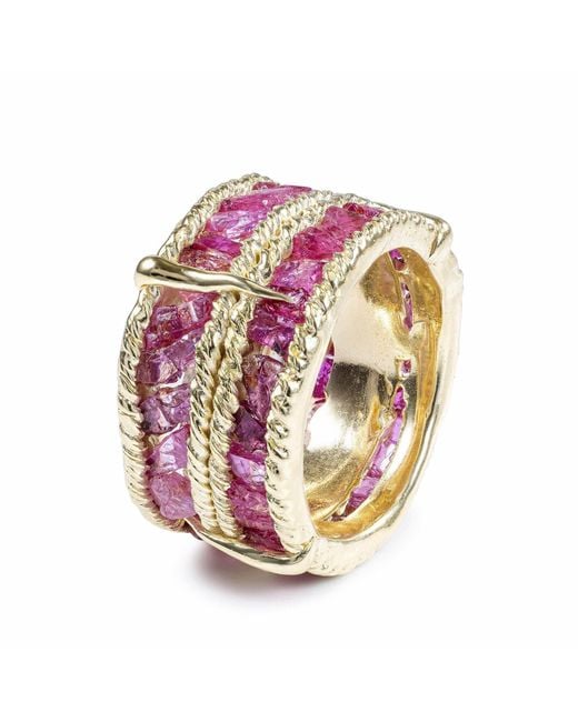 German Kabirski Pink Tartine Natural Raw Ruby Plated Ring