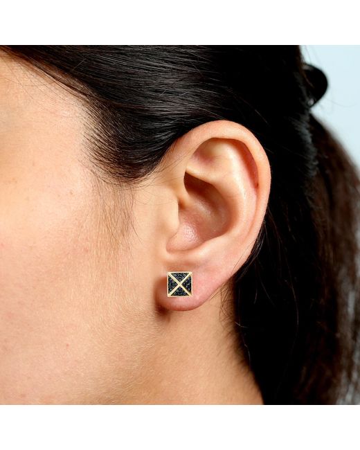 Artisan Metallic Sapphire Pyramid Stud Earrings