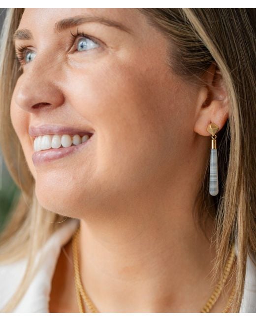 Loni Paul Jewelry White Neutrals Lace Agate Long Drop Earrings
