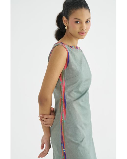 Maison Qala Gray Secret Margin Dress