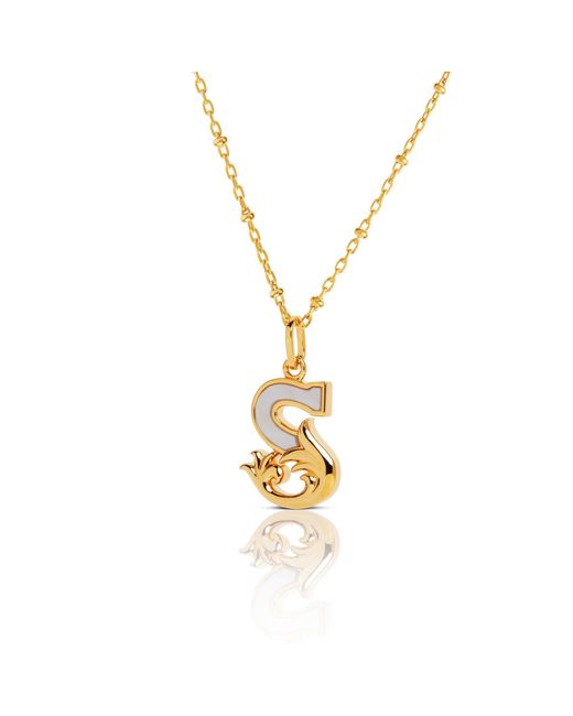 Kasun Metallic Plated S Initial Necklace With Mother Of Pearl