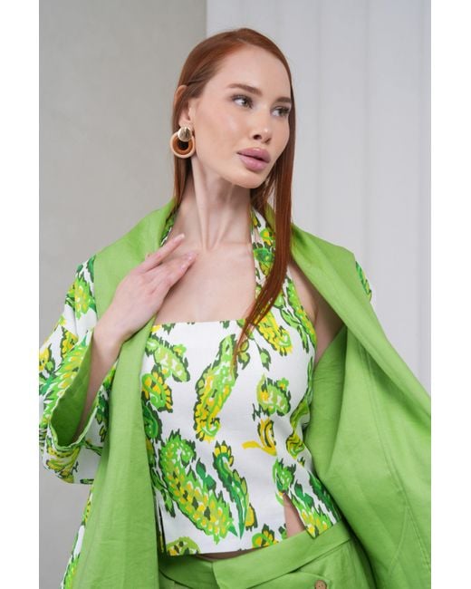 Lumina Eligma Green The Duality Linen Reversible Jacket