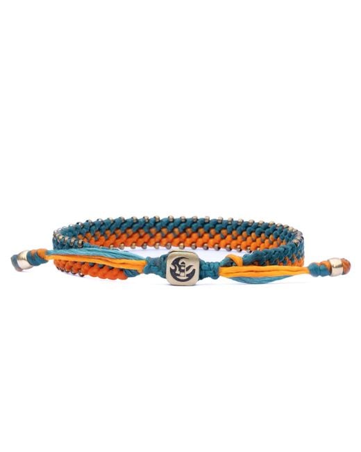 Harbour Uk Blue Bronze Beads & Aqua With Rope Bracelet For for men