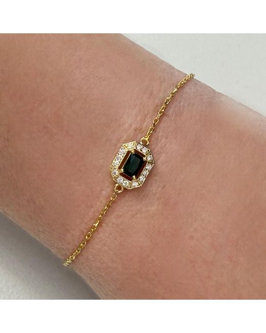 Latelita London Metallic Whistledown Gemstone Bracelet Emerald
