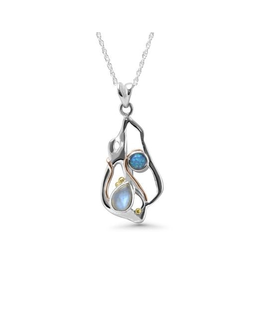 Isla Silver Metallic Handmade Moonstone & Opal Pendant