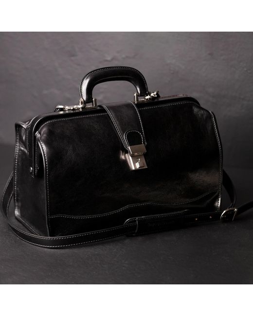 Time Resistance Black Small Leather Doctor Bag For