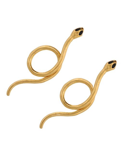 Ebru Jewelry Metallic Onyx Eyed Serpent Earrings