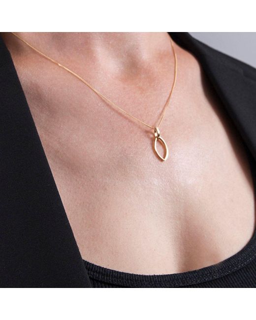 Edge Only Metallic Marquise Slice Pendant Solid 14Ct