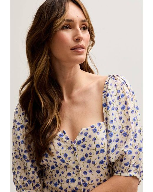 Lily and Lionel Natural Neutrals April Button Front Floral Print Midi Dress
