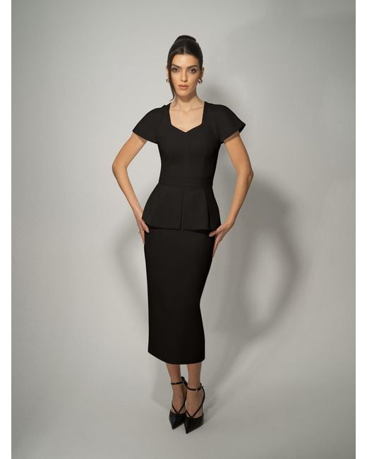 Tia Dorraine Black Short-Sleeved Fitted Top