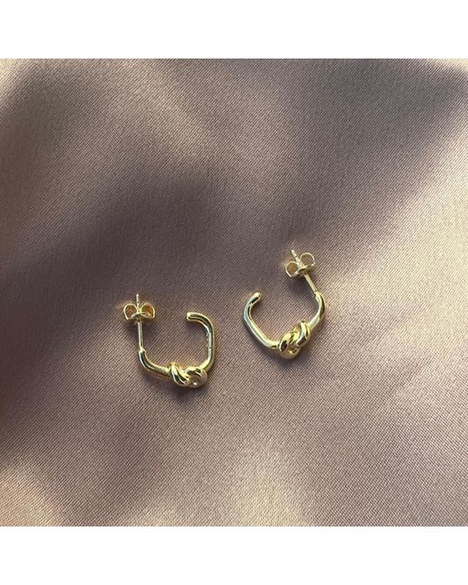 Spero London Metallic Semi Hoop Knot Sterling Earrings