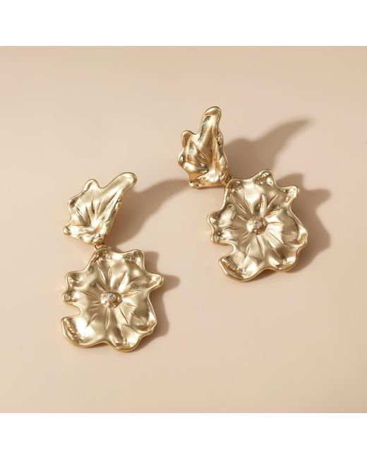 Rare Matters Jewelry Metallic Golden Flora Statement Earrings