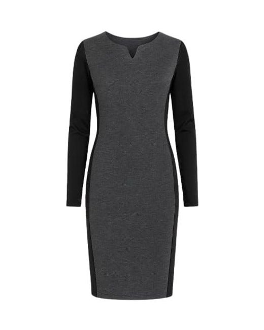 Conquista Black Wool Blend Straight Dress