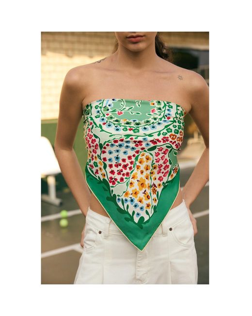 Jessie Zhao New York Green Double Sided Silk Scarf Of Garden