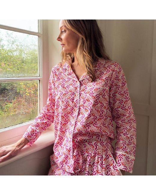 Lime Tree Design Pink And Leaf & Bud Pyjamas