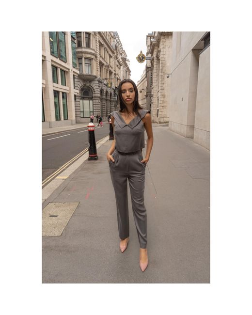 Femponiq Gray Viscose & Cupro Blend Pants