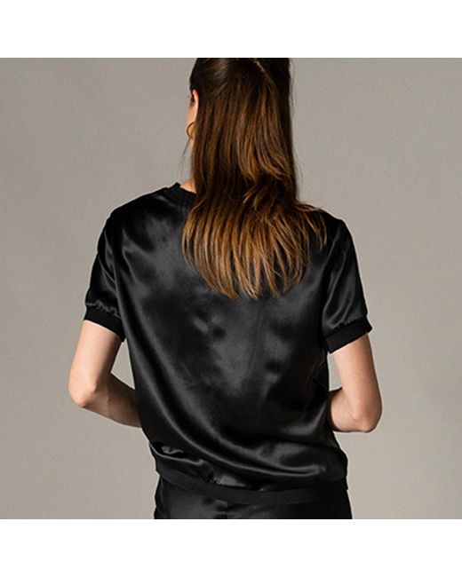 The Summer Edit Black Cloe Silk T-Shirt