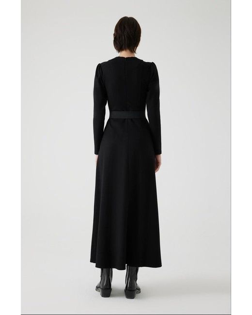 Exquise Black Anthea Belted Maxi Dress