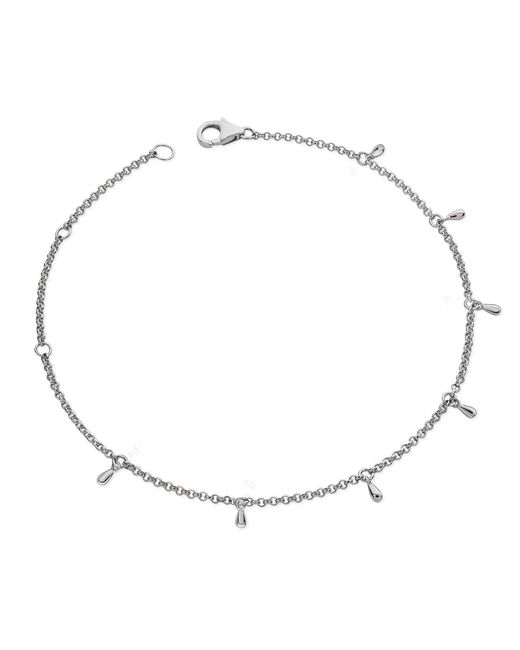 Lucy Quartermaine Metallic Solid Sterling Multi Drop Anklet