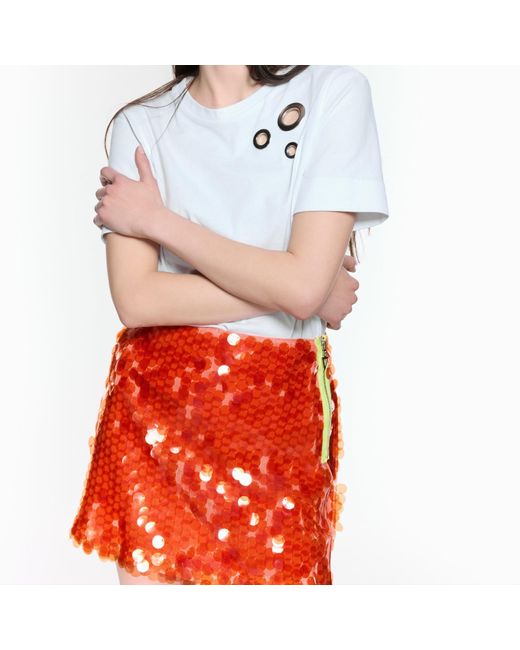 Mirimalist Red Mermaid Coral Mini Skirt