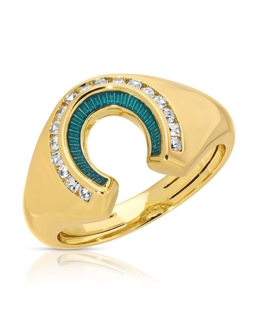 Glamrocks Jewelry Metallic Good Fortune Horseshoe Signet Ring