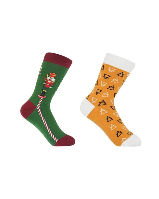 Peper Harow - Made in England Green Nutcracker & Elements Mustard Socks Bundle