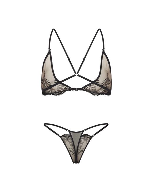 Lunatic Femme Natural Neutrals Love Triangle Embroidered Bra